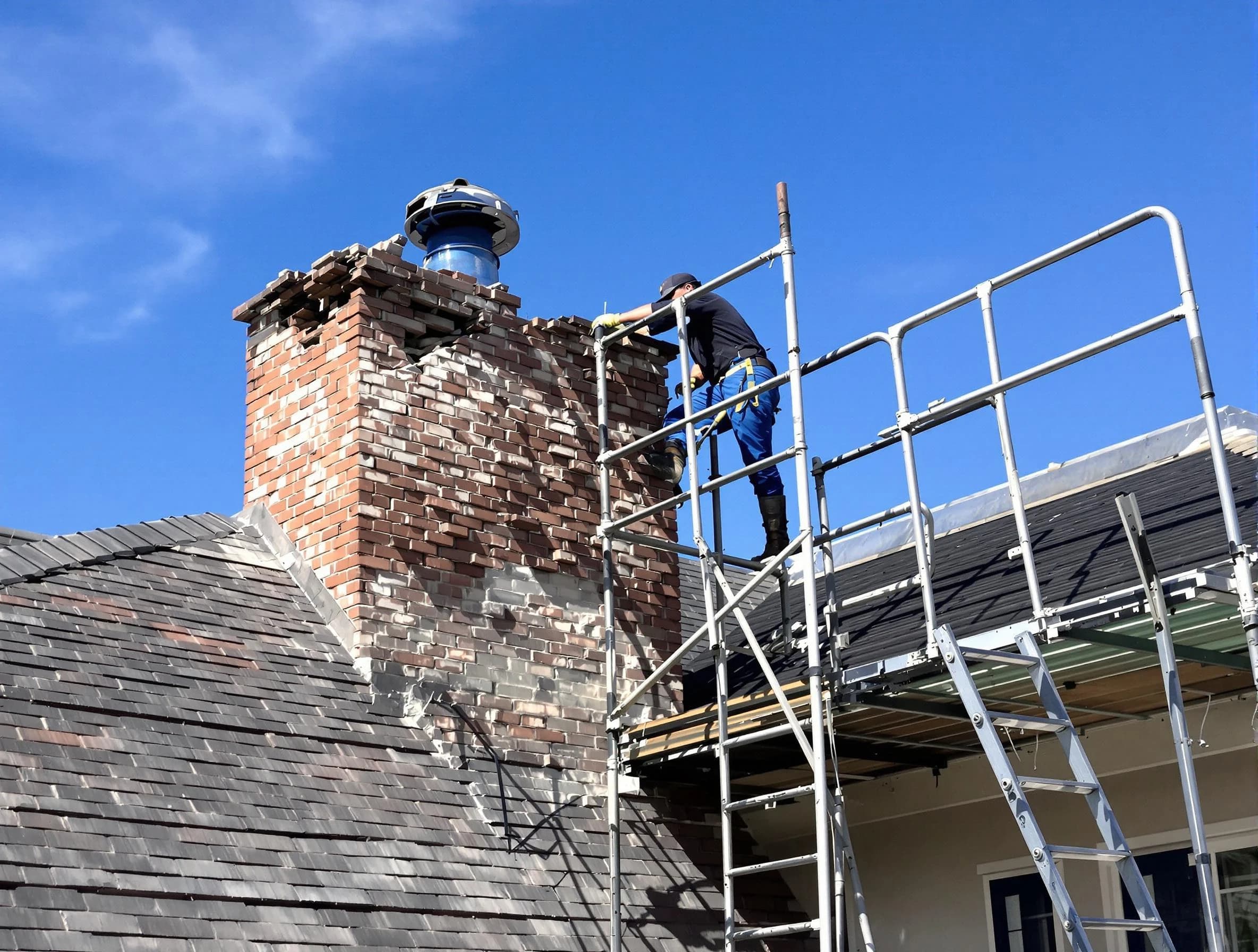 Rebuilding a chimney structure by Shaw Heights Chimney Sweep in Shaw Heights, CO
