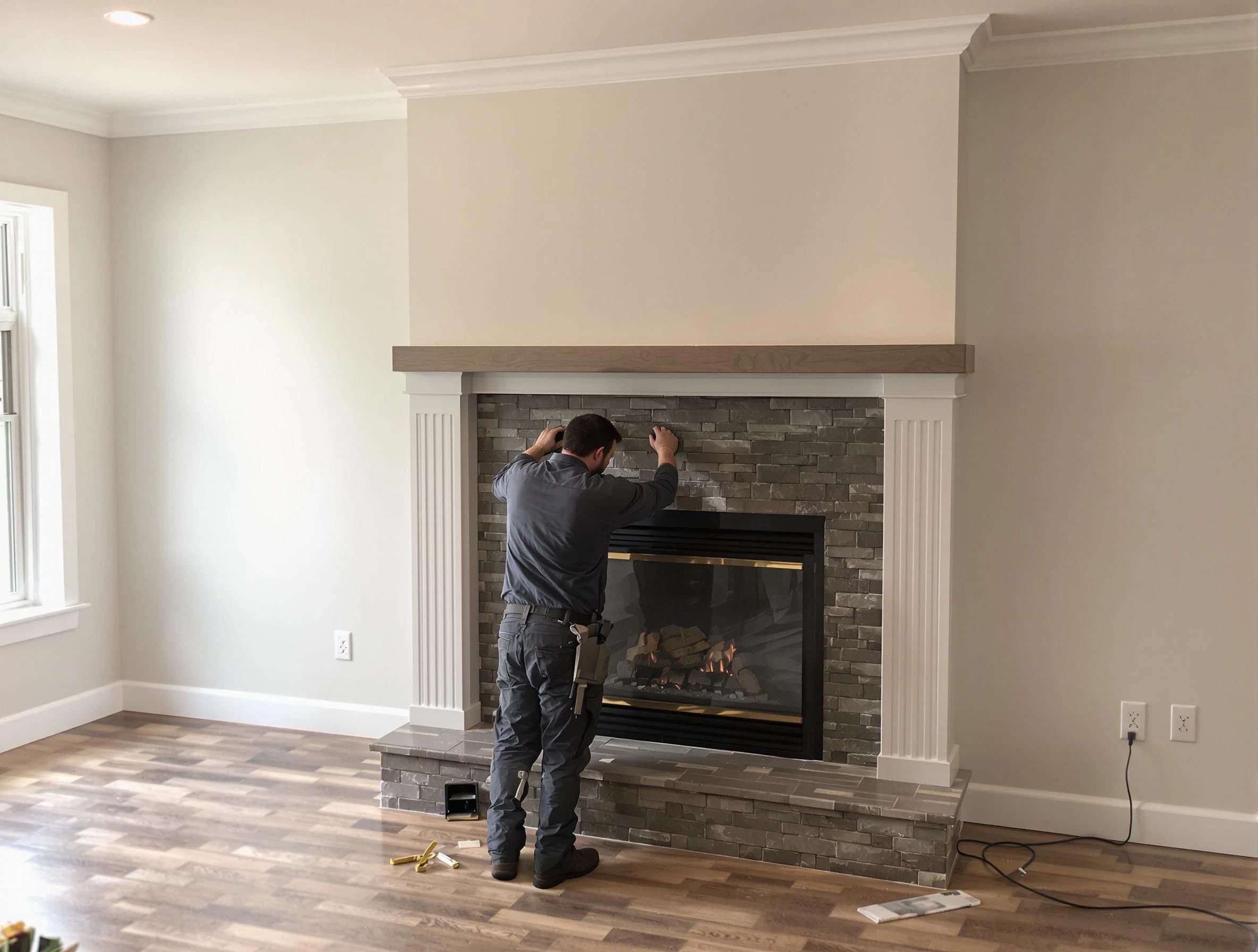 Shaw Heights Chimney Sweep finishing a custom fireplace install in Shaw Heights, CO