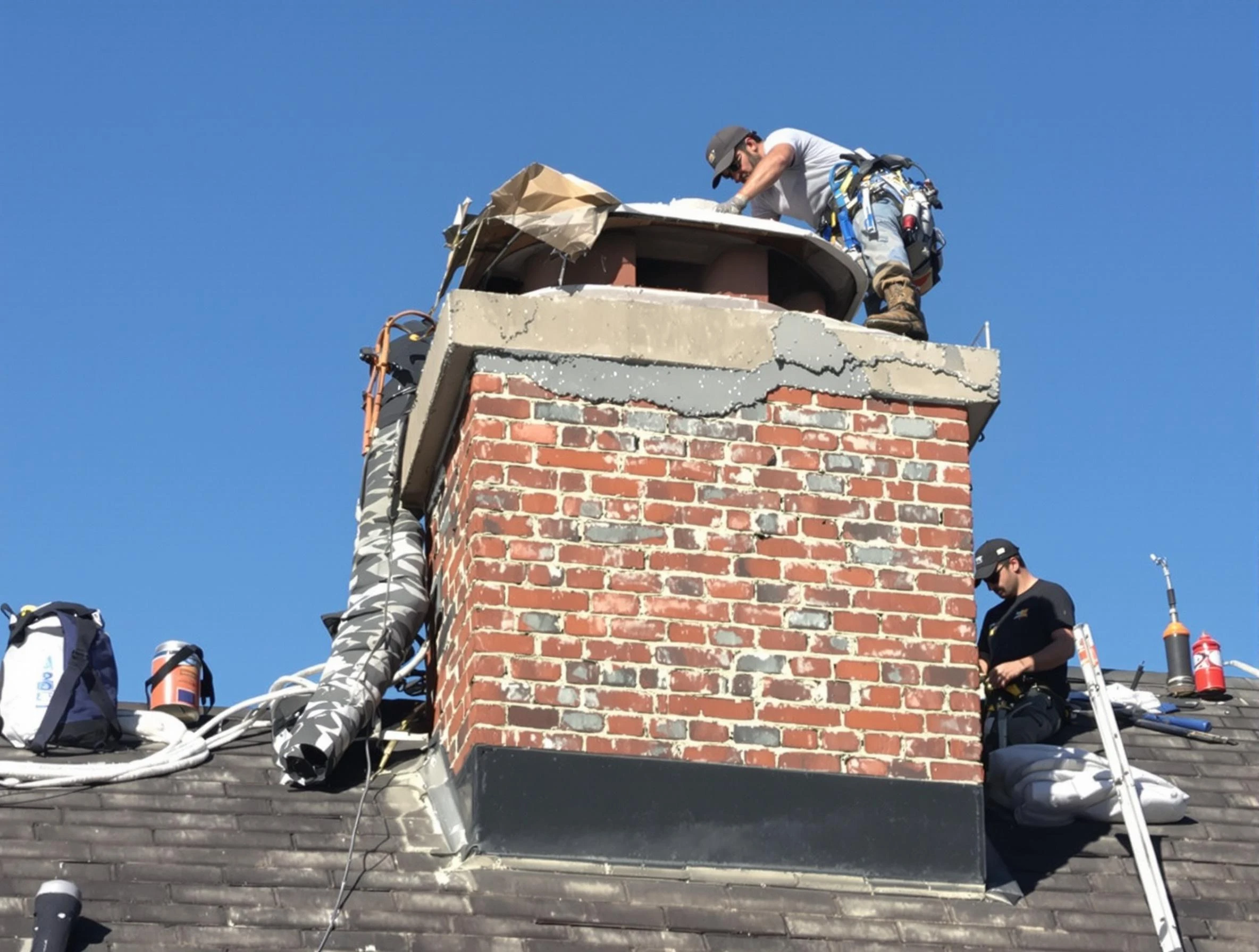 Shaw Heights Chimney Sweep installing a custom chimney crown in Shaw Heights, CO