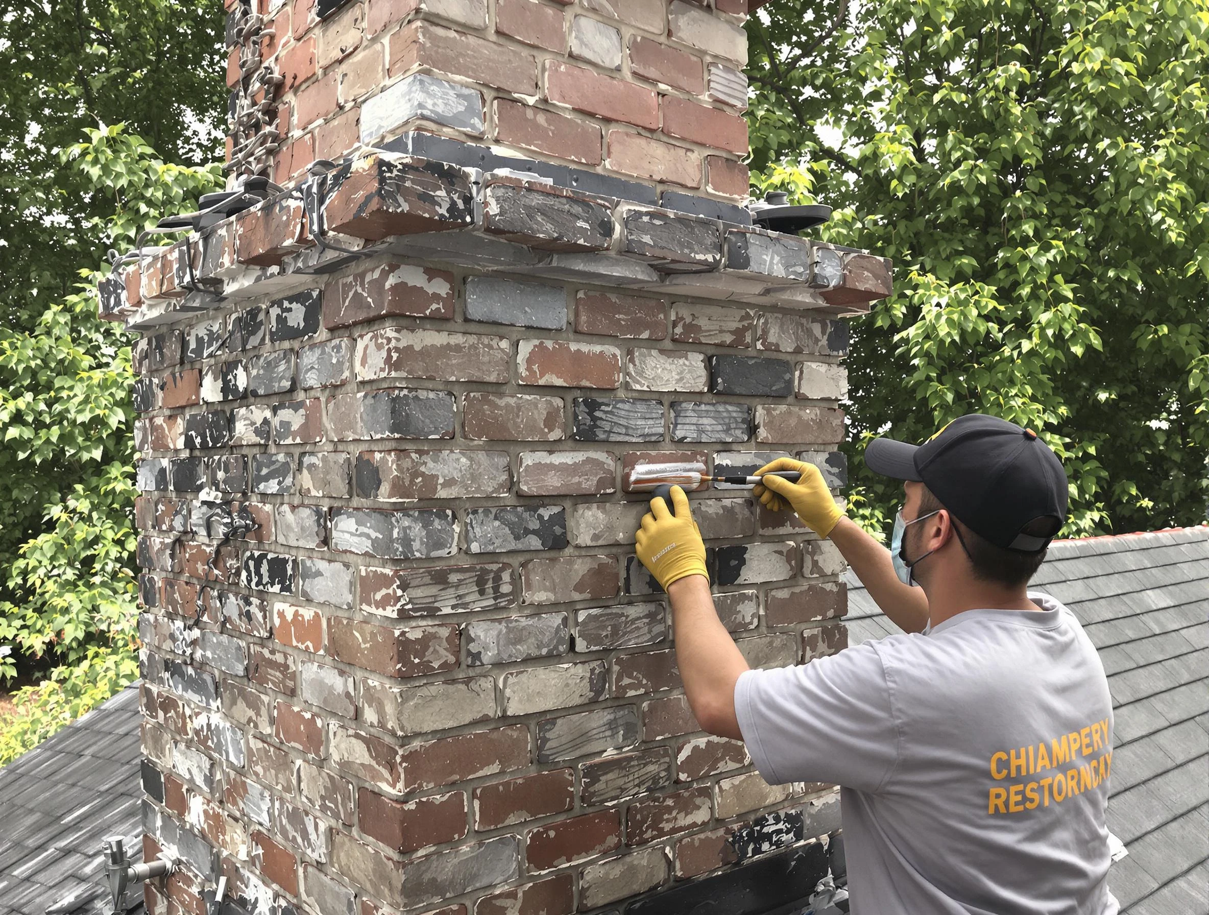 In-progress chimney restoration by Shaw Heights Chimney Sweep in Shaw Heights, CO